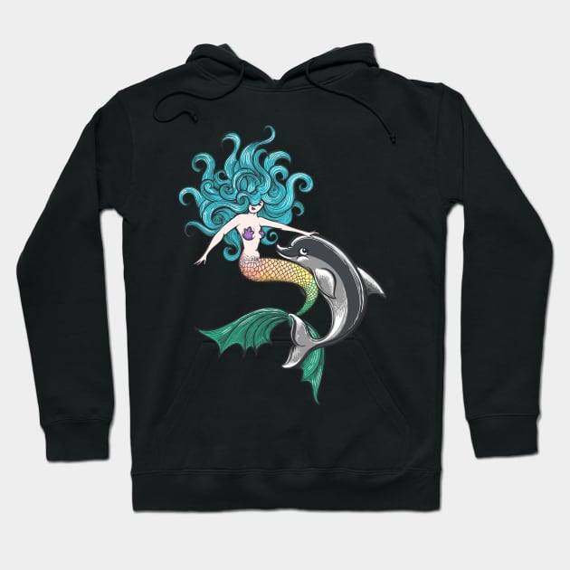 Mermaid with Dolphin Baby Hoodie by devaleta